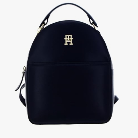 Tommy Hilfiger TH Chic Backpack – Black with Gold Logo - Picture 1 of 9